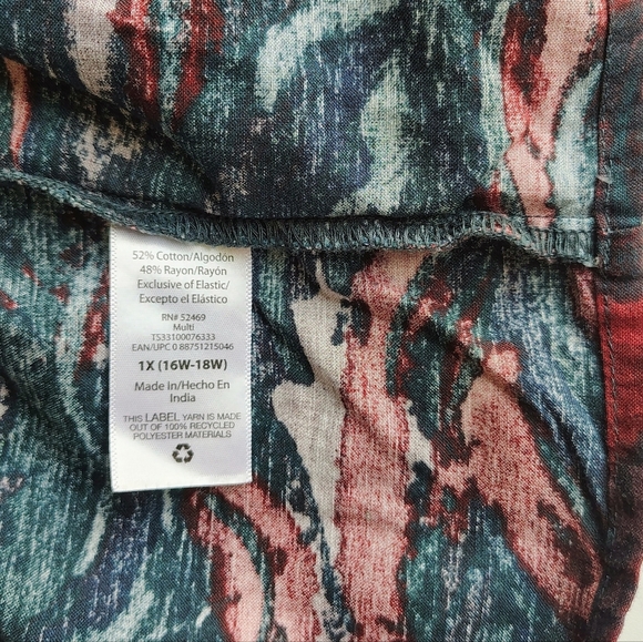 NWT Terra & Sky women's smock top, flared sleeves, cotton, plus sz 1X. - Picture 15 of 16